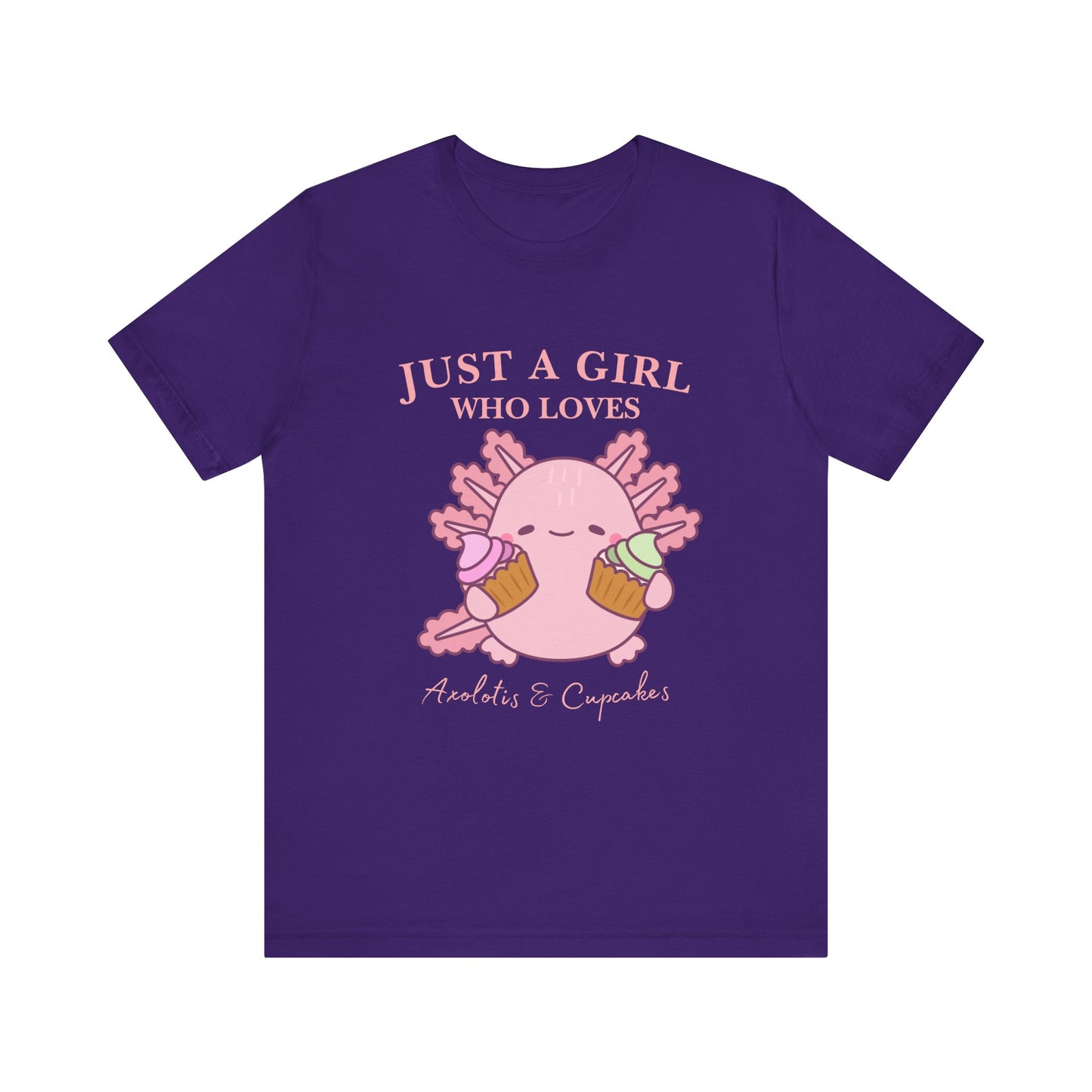 Cute Foodie Shirt for Girls - Just a Girl Who Loves Chocolates & Cupcakes, Fun Casual Tee, Gift for Food Lovers, Axolotis T-shirt