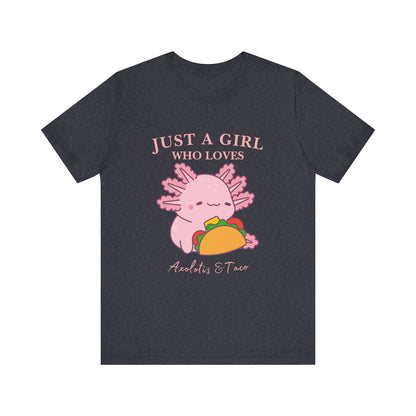 Cute Taco-Loving Axolotl Tee, Fun Graphic T-Shirt, Gift for Taco Lovers, Unisex Apparel, Cartoon Lover's Top