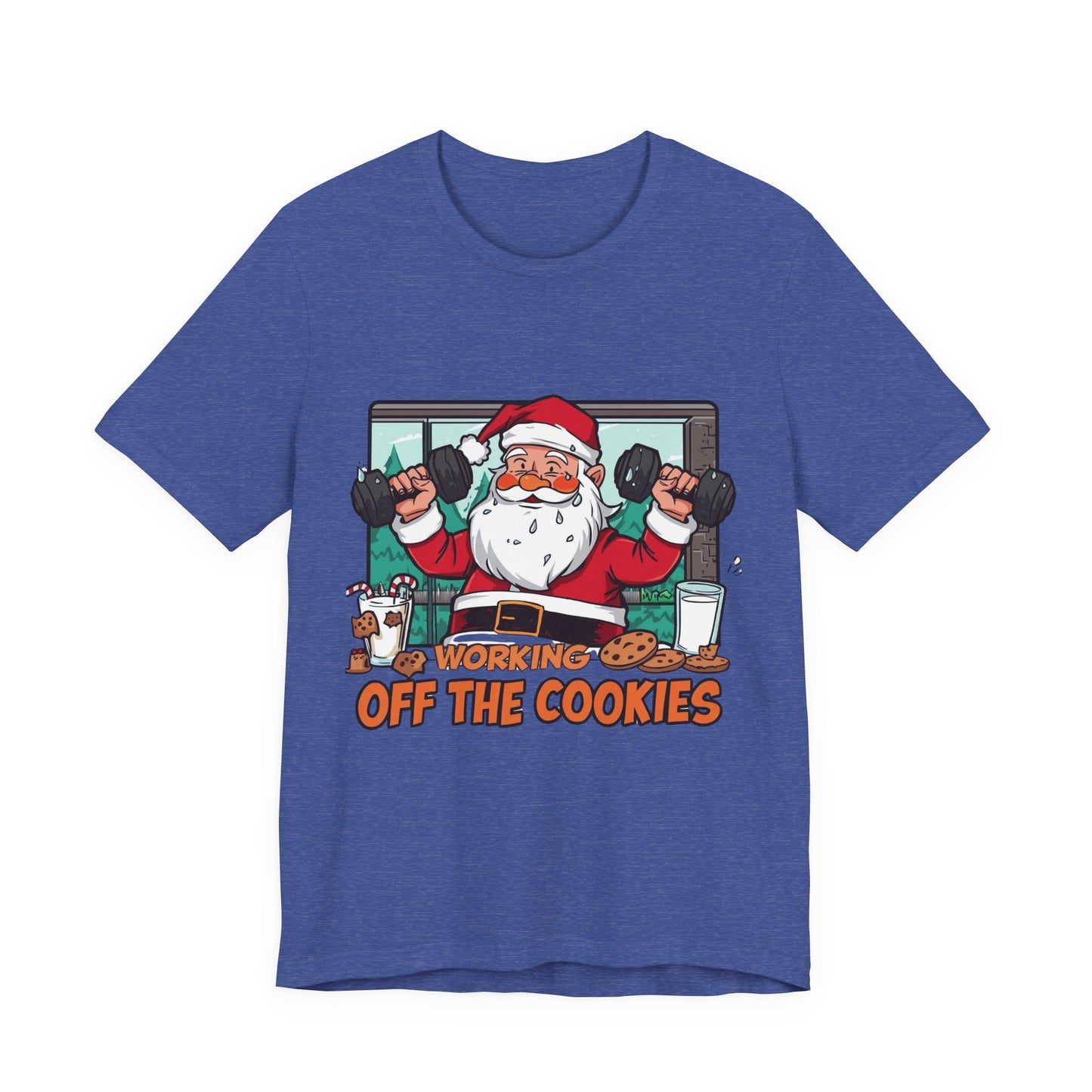Santa Claus 'Working Off the Cookies' Tee | Christmas Funny T-Shirt |  Cookies Lover Gift | Holiday Apparel