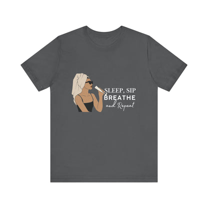 Girl's Sleep & Sip Tee, Relaxation Shirt, Fashionable Weekend Top, Gift for Her, Cozy Lounge Tee, Inspirational Daily Wear