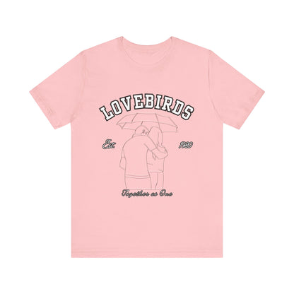 Lovebirds Unisex T-Shirt, Romantic Tee for Couples, Anniversary Gift, Valentine's Day Apparel, Gift for Her/Him, Cute Casual Wear