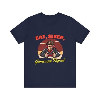 Gamer Lifestyle Tee - Eat, Sleep, Game & Repeat, Perfect for Gamers, Birthday Gift, Casual Wear, Gamer Apparel, Gaming Merchandise