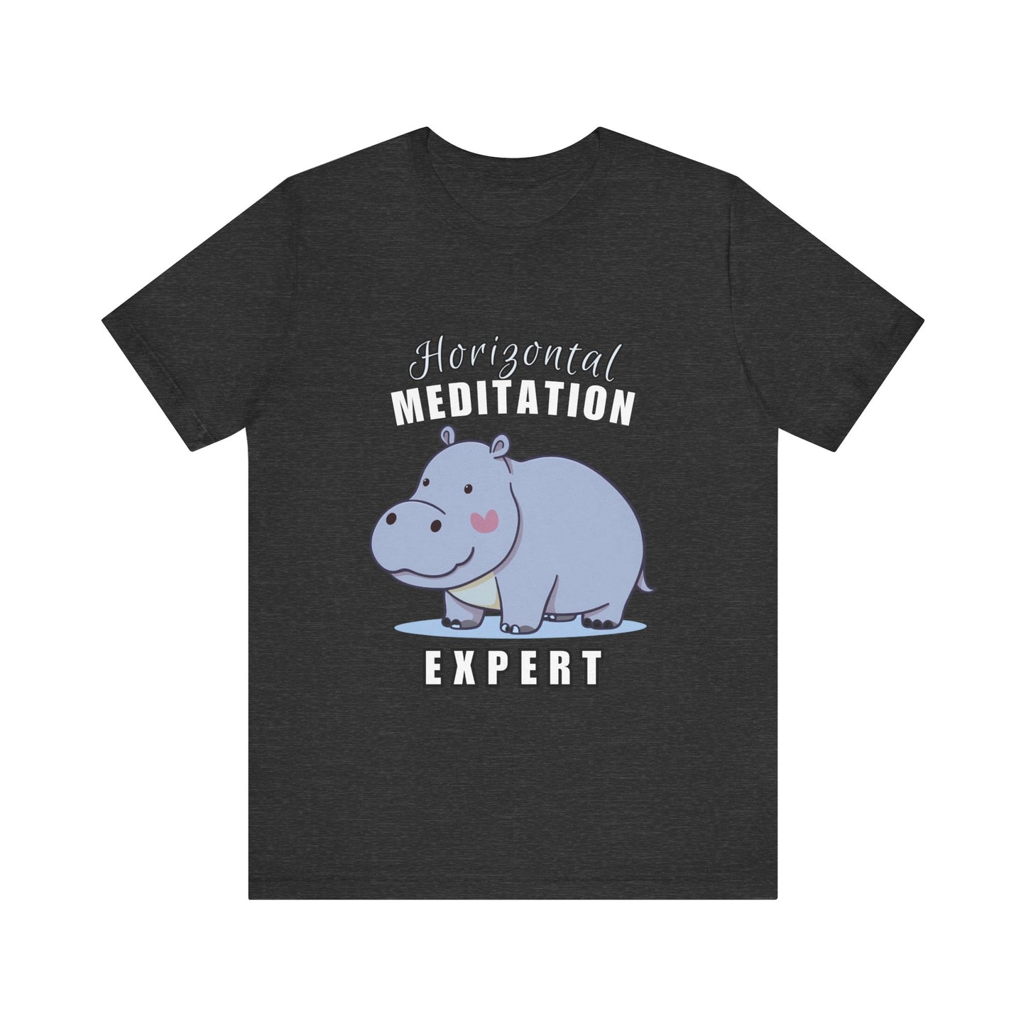 Hippo Horizontal Meditation Expert Tee - Fun Unisex Jersey Shirt for Relaxation, Gift for Yogis, Casual Wear, Mindfulness, Animal Lover