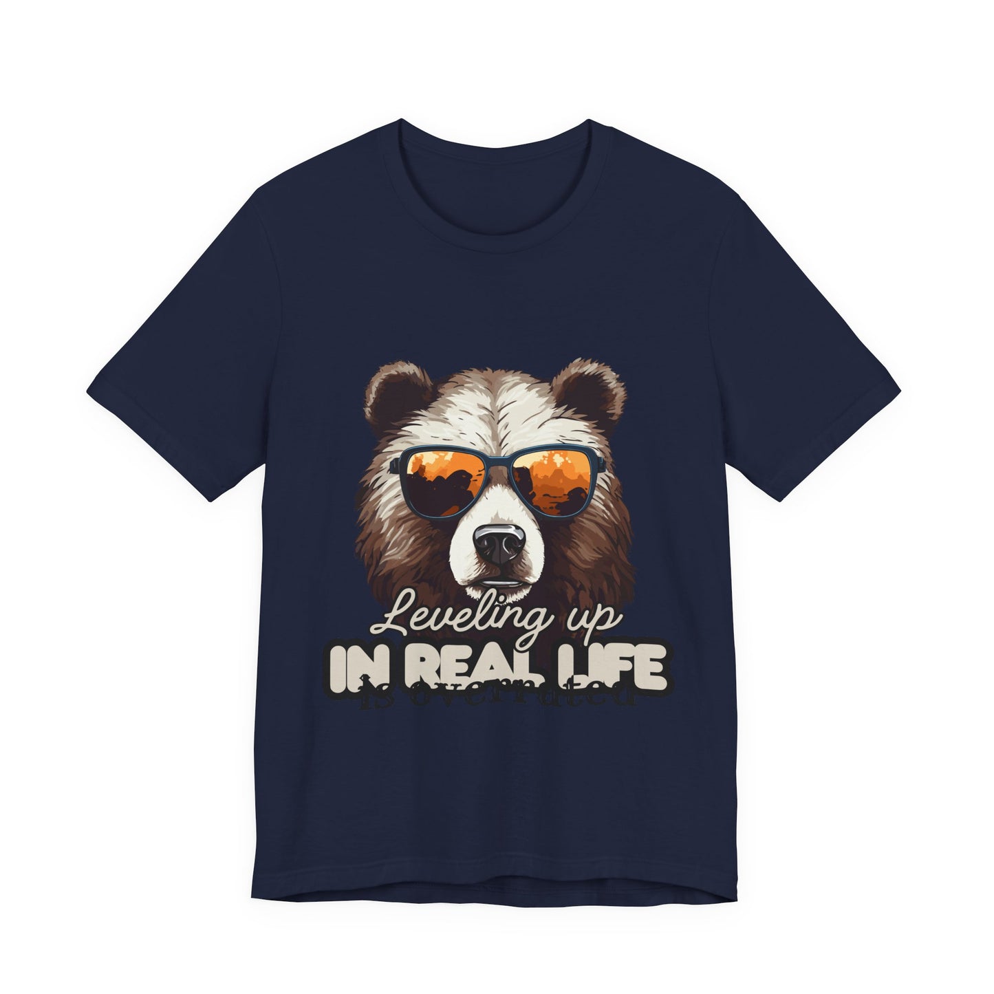 Cool Bear Graphic Tee, Leveling Up in Real Life, Funny T-Shirt for Nature Lovers, Gift for Birthday, Summer Wardrobe, Casual Wear