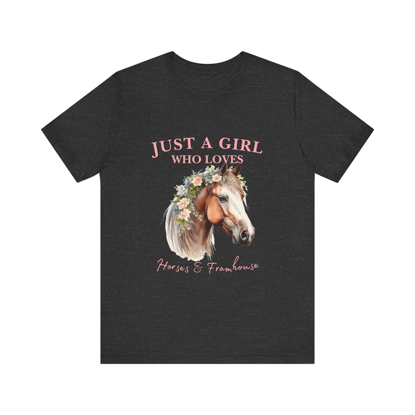 Just a Girl Who Loves Horses Jersey Tee | Equestrian Gift | Horse Lover T-Shirt | Floral Graphic Tee | Birthday Gift