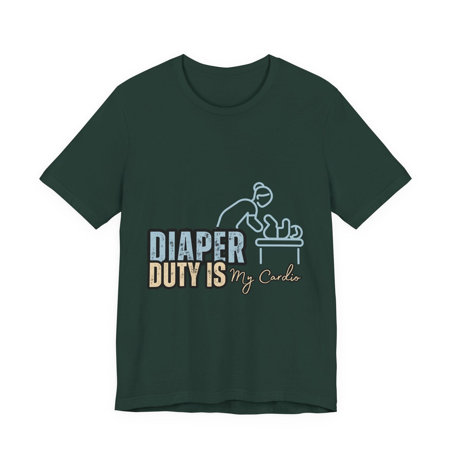 Diaper Duty Is My Cardio Tee, Funny Parent T-Shirt, Baby Shower Gift, Dad Humor Shirt, New Mom Gift, Unisex Short Sleeve Tee
