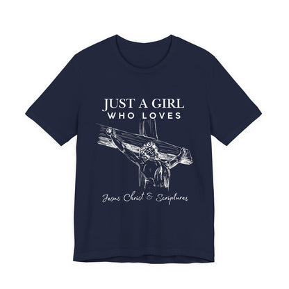 Just a Girl Who Loves Jesus Tee, Christian T-Shirt, Faith-Based Apparel, Inspirational Gift, Religious Fashion