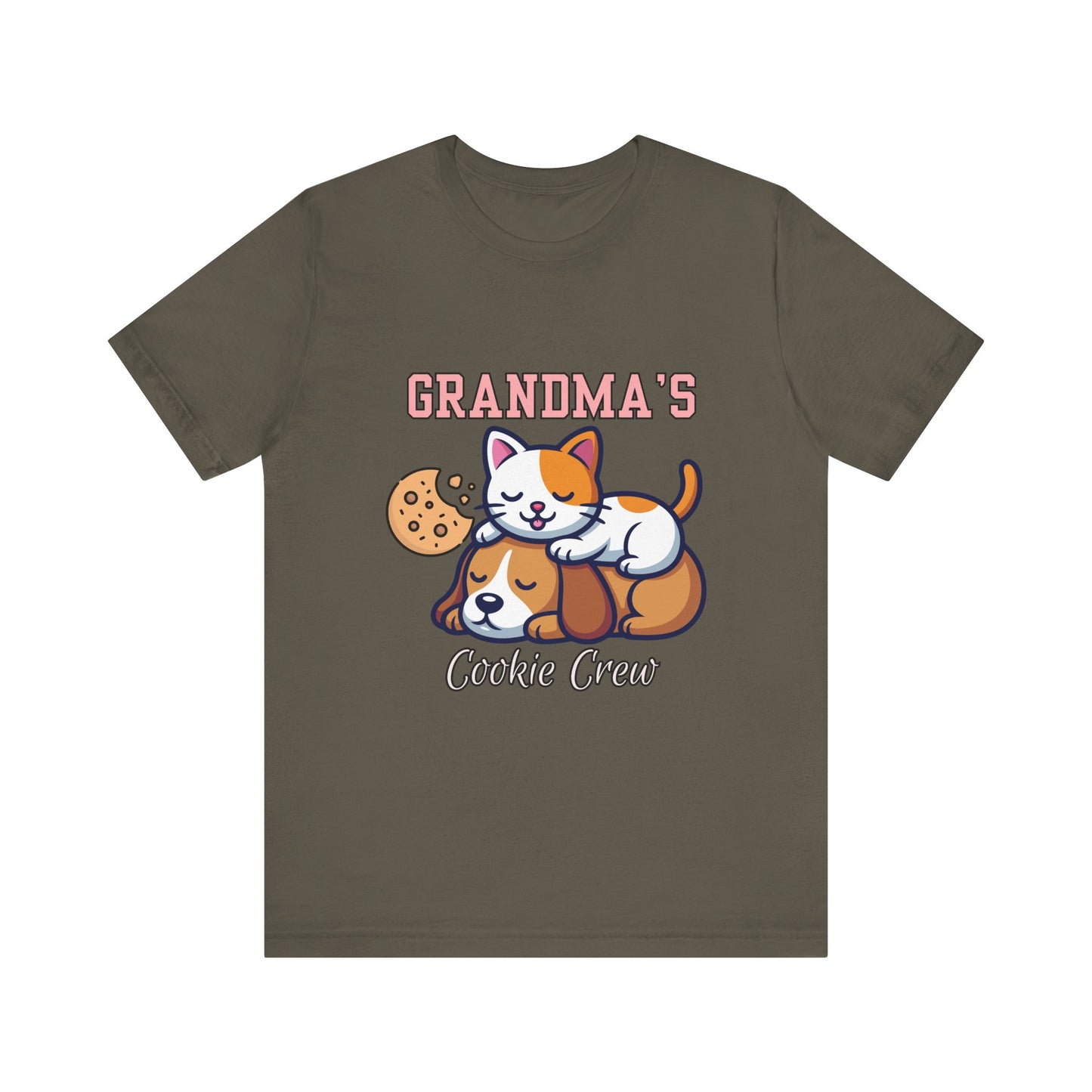 Cute Cat & Dog Grandma's Cookie Crew Tee - Pet Lovers Shirt, Animal Lover Gift, Funny Cat Tee, Family Reunion, Birthday Gift