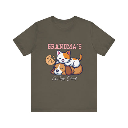 Cute Cat & Dog Grandma's Cookie Crew Tee - Pet Lovers Shirt, Animal Lover Gift, Funny Cat Tee, Family Reunion, Birthday Gift