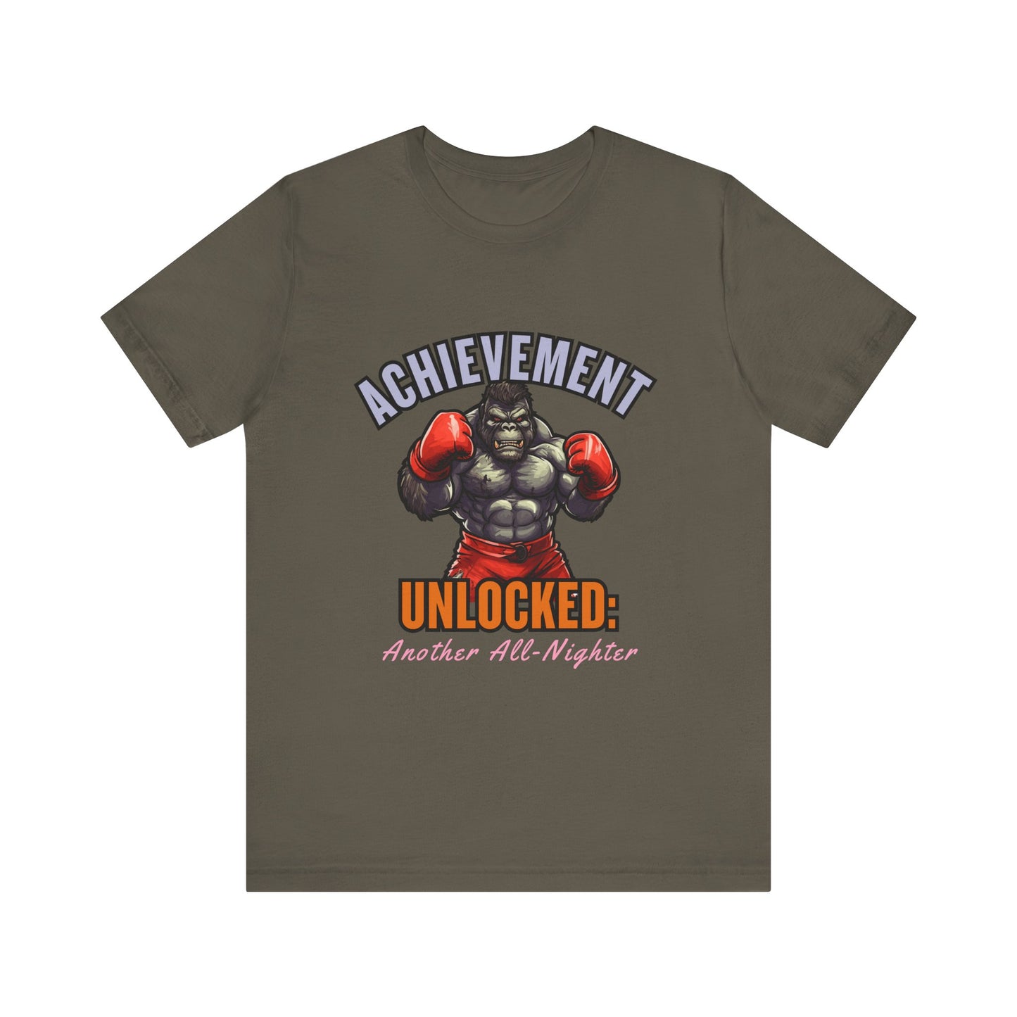 Achievement Unlocked Short Sleeve Tee, Gaming Shirt, Funny Tee, Birthday Gift, Casual Wear, All-Nighter Tee
