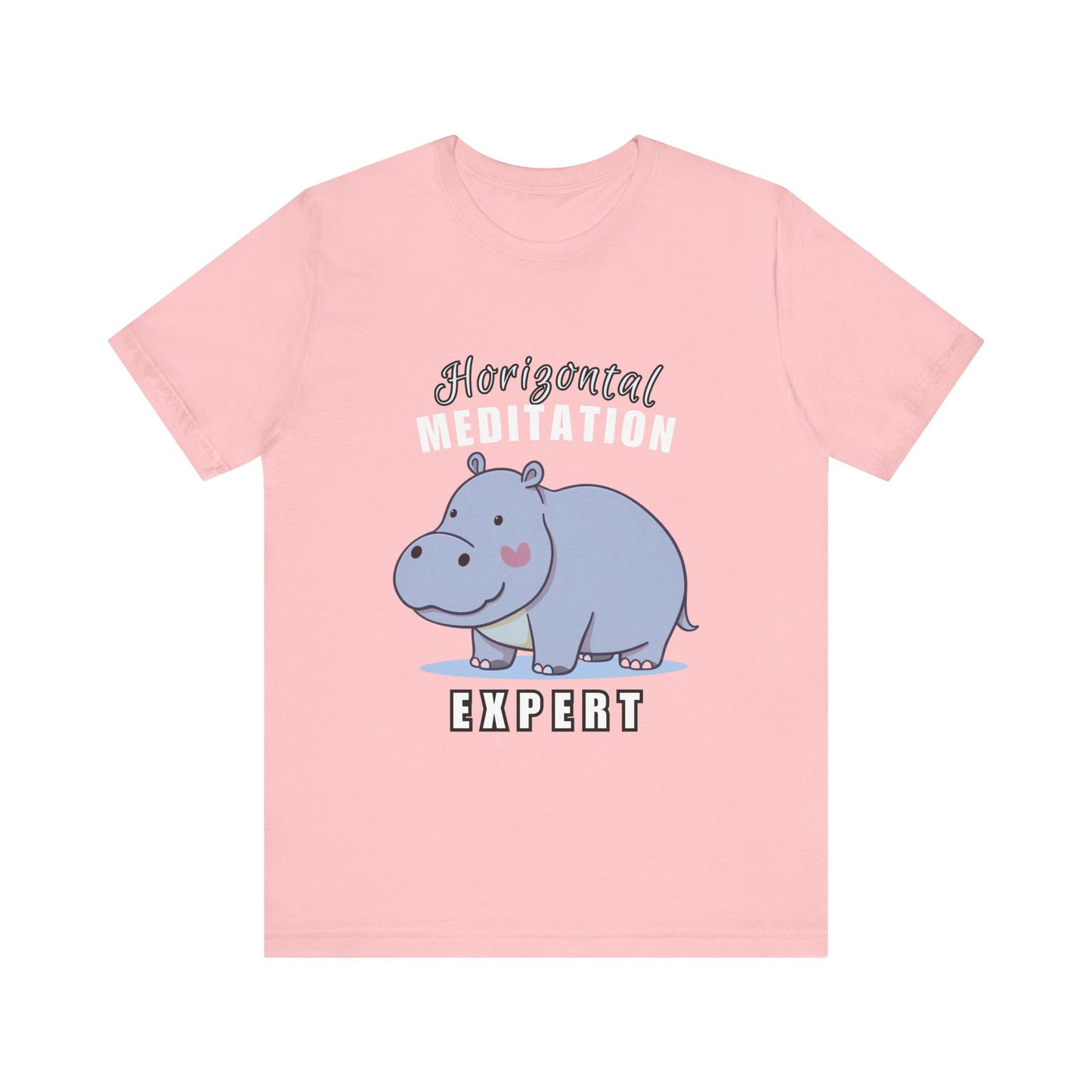 Hippo Horizontal Meditation Expert Tee - Fun Unisex Jersey Shirt for Relaxation, Gift for Yogis, Casual Wear, Mindfulness, Animal Lover