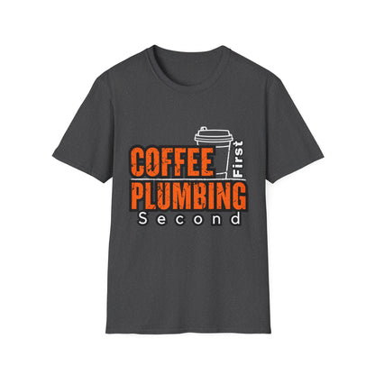Coffee Plumbing Unisex Softstyle T-Shirt, Funny Coffee Lover Gift, DIY Plumbing Humor Tee, Casual Wear, Everyday Comfort