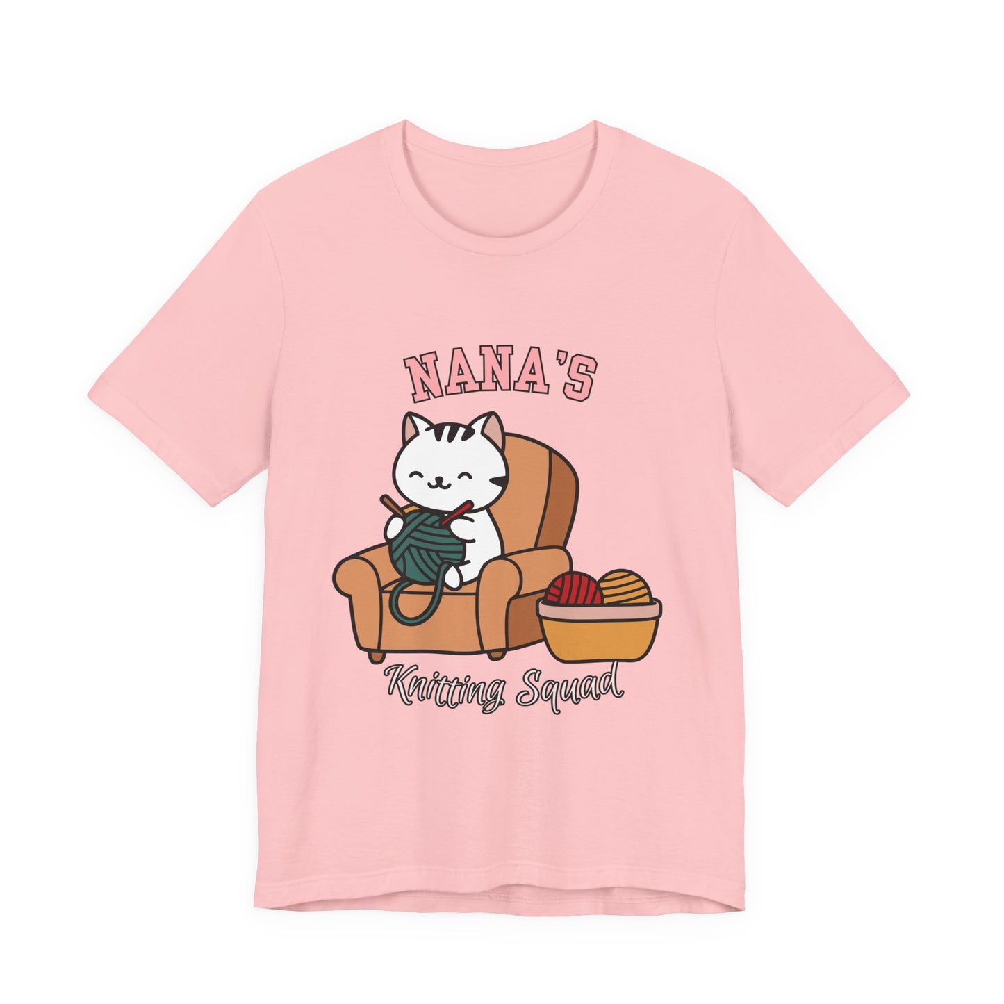 Nana's Knitting Squad Unisex Tee, Cozy Gift, Knitting Lover Shirt, Cat Lover Style, Cute Crafting Apparel, Fun Gift for Grandma