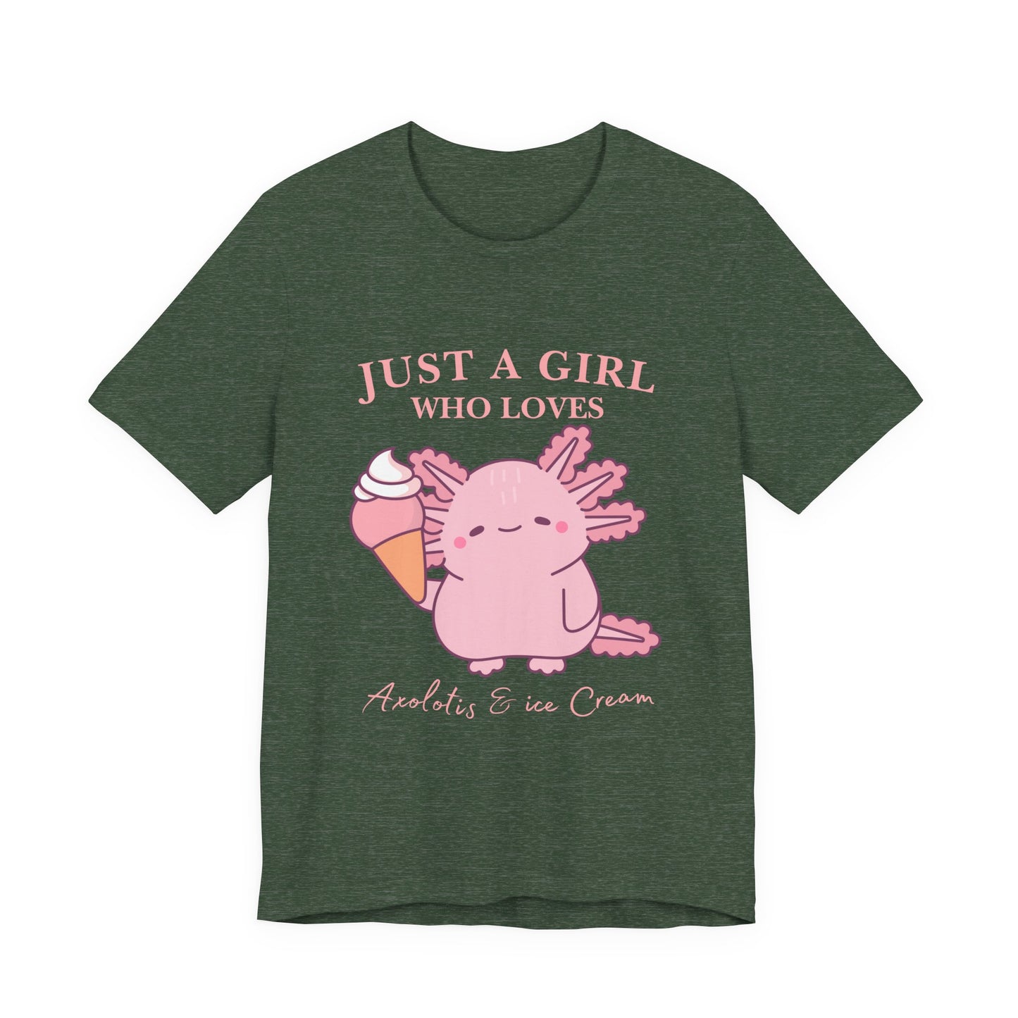 Cute Ice Cream Lover Tee, Fun T-Shirt for Girls, Gift for Ice Cream Fans, Summer Fun Shirt, Casual Everyday Wear, Axolotis T-shirt