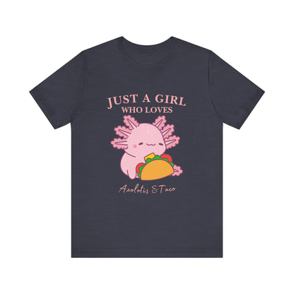 Cute Taco-Loving Axolotl Tee, Fun Graphic T-Shirt, Gift for Taco Lovers, Unisex Apparel, Cartoon Lover's Top