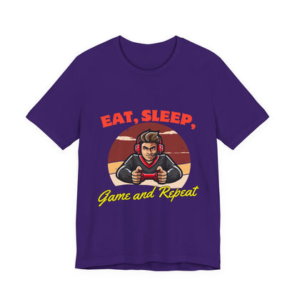 Gamer Lifestyle Tee - Eat, Sleep, Game & Repeat, Perfect for Gamers, Birthday Gift, Casual Wear, Gamer Apparel, Gaming Merchandise