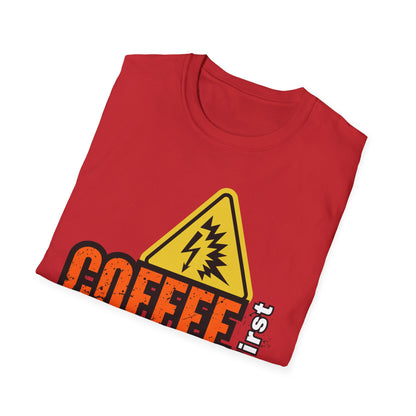 Coffee First Circuits Second Unisex T-Shirt, Funny Gift for Engineers, Electrician Tee, Tech Lover Apparel, Casual Wear, Birthday Gift