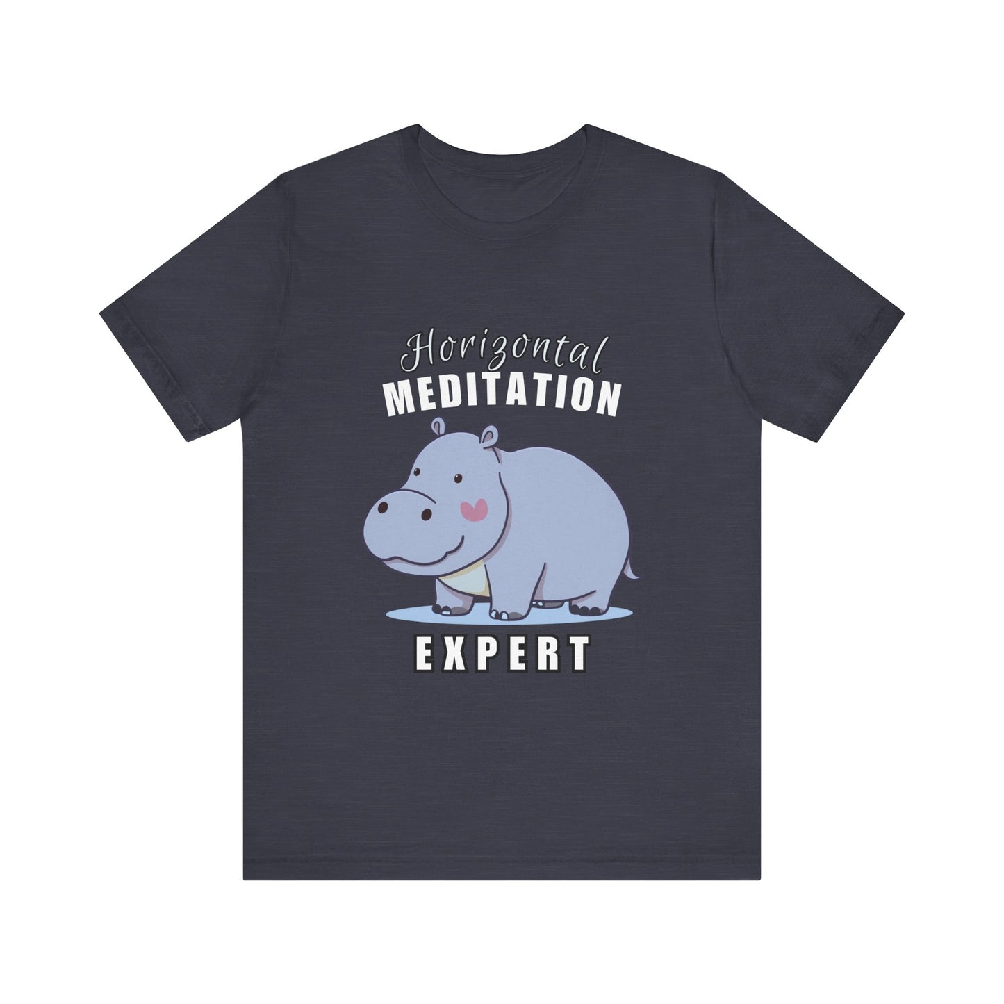 Hippo Horizontal Meditation Expert Tee - Fun Unisex Jersey Shirt for Relaxation, Gift for Yogis, Casual Wear, Mindfulness, Animal Lover