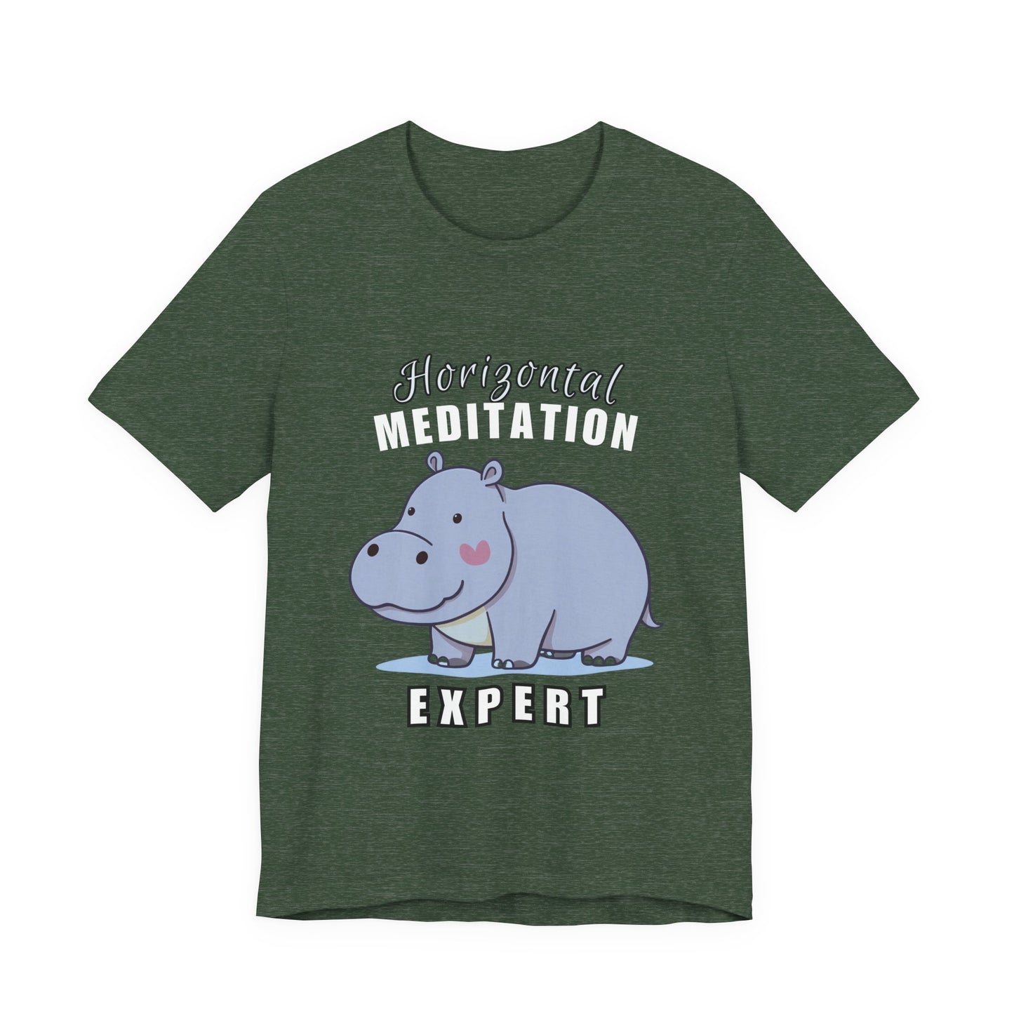 Hippo Horizontal Meditation Expert Tee - Fun Unisex Jersey Shirt for Relaxation, Gift for Yogis, Casual Wear, Mindfulness, Animal Lover