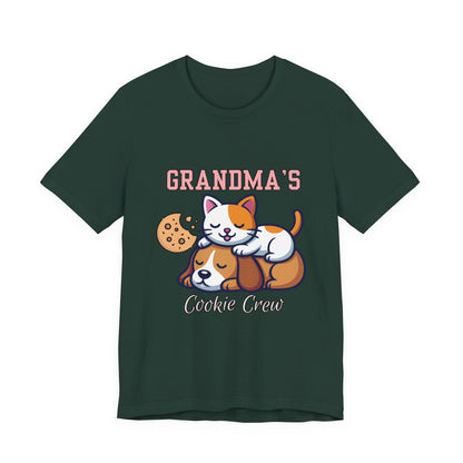 Cute Cat & Dog Grandma's Cookie Crew Tee - Pet Lovers Shirt, Animal Lover Gift, Funny Cat Tee, Family Reunion, Birthday Gift