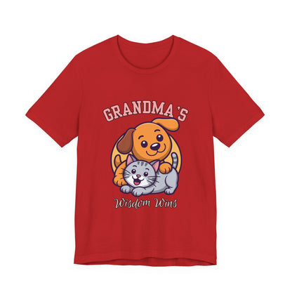 Grandma's Pet Love Tee - Cute Cat and Dog Design, Perfect Gift for Grandparents, Animal Lovers, Birthday, Family Gatherings, Casual Wear