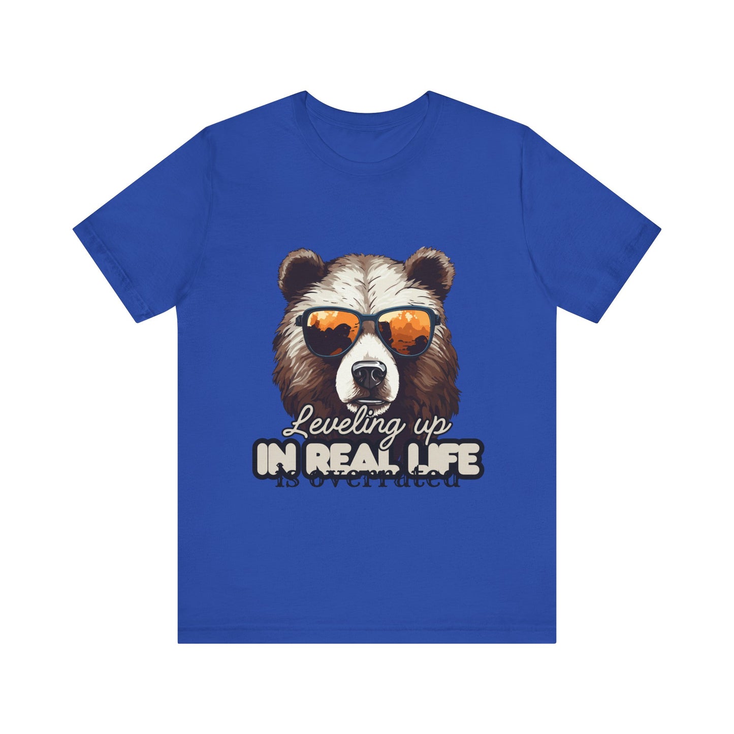 Cool Bear Graphic Tee, Leveling Up in Real Life, Funny T-Shirt for Nature Lovers, Gift for Birthday, Summer Wardrobe, Casual Wear