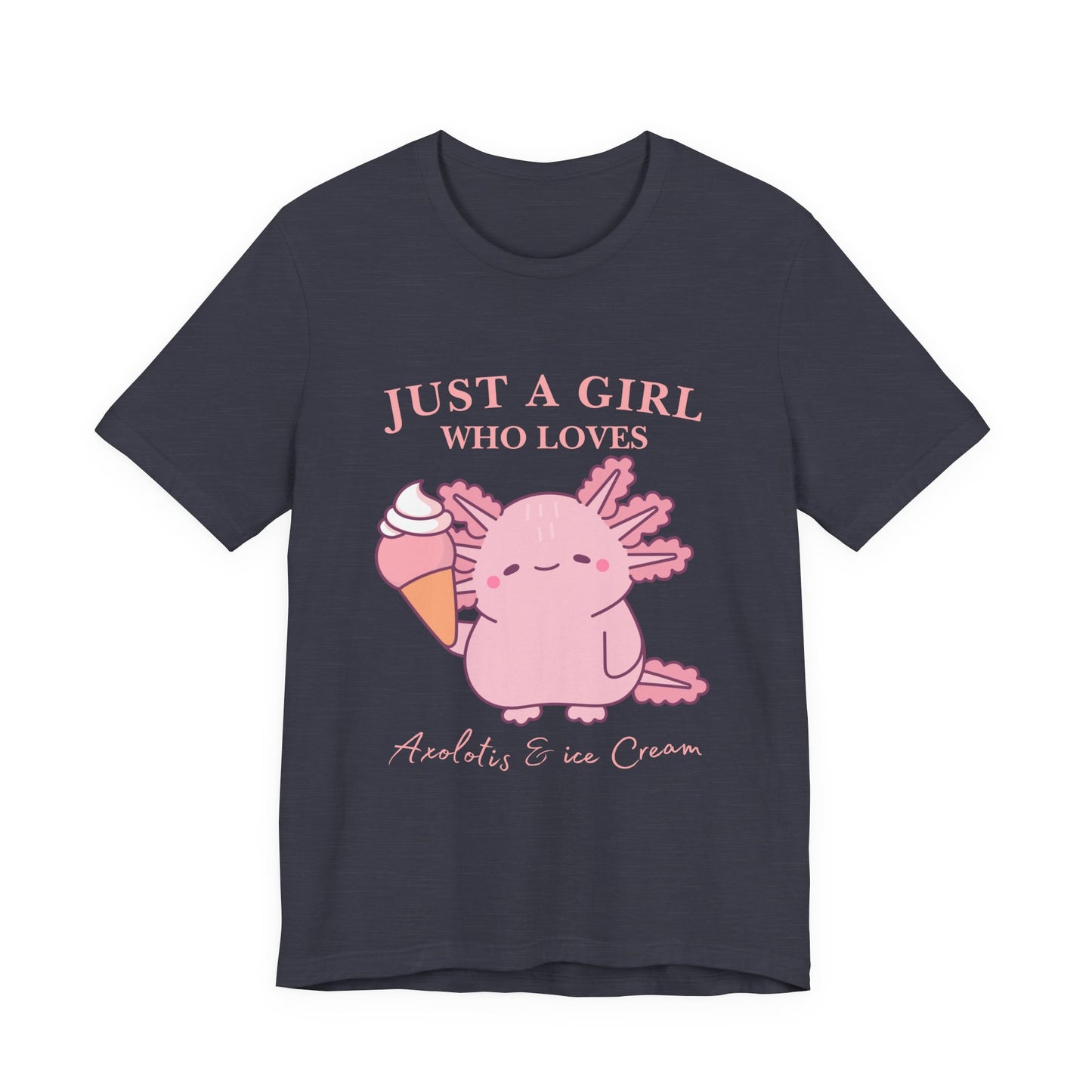 Cute Ice Cream Lover Tee, Fun T-Shirt for Girls, Gift for Ice Cream Fans, Summer Fun Shirt, Casual Everyday Wear, Axolotis T-shirt