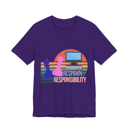 Retro Gaming Tee - Respawn Responsibility T-Shirt for Gamers, Unisex Short Sleeve Jersey, Fun Gift for Birthdays, Holidays, Casual [...]