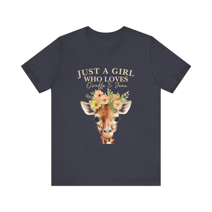 Just a Girl Who Loves Giraffes Tee, Cute Animal Lover Gift, Summer Casual Fashion, Birthday Tee, Nature Enthusiast Shirt