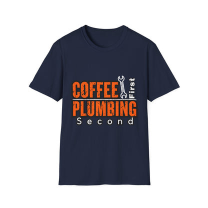 Coffee and Plumbing Unisex T-Shirt, Funny Plumber Shirt, Gift for Plumbers, Coffee Lovers Tee, Plumbing Gifts