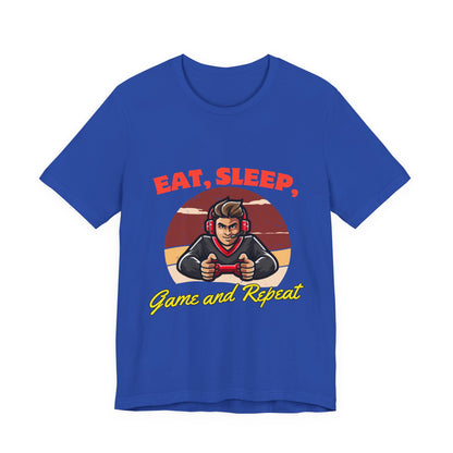 Gamer Lifestyle Tee - Eat, Sleep, Game & Repeat, Perfect for Gamers, Birthday Gift, Casual Wear, Gamer Apparel, Gaming Merchandise