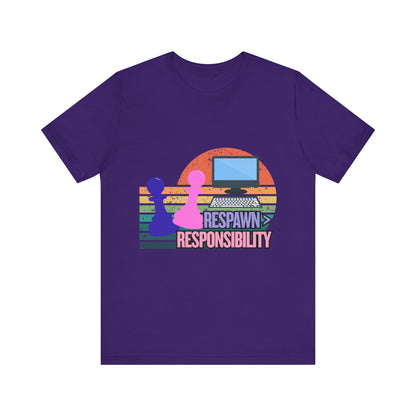 Retro Gaming Tee - Respawn Responsibility T-Shirt for Gamers, Unisex Short Sleeve Jersey, Fun Gift for Birthdays, Holidays, Casual [...]