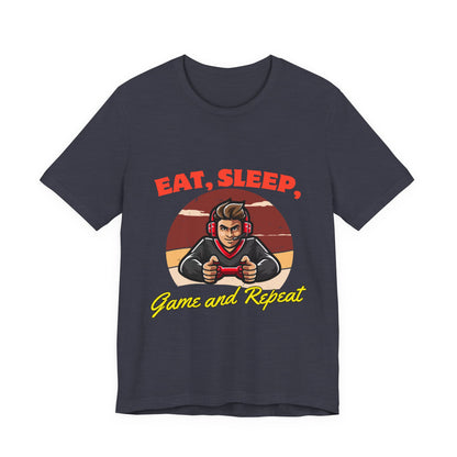 Gamer Lifestyle Tee - Eat, Sleep, Game & Repeat, Perfect for Gamers, Birthday Gift, Casual Wear, Gamer Apparel, Gaming Merchandise