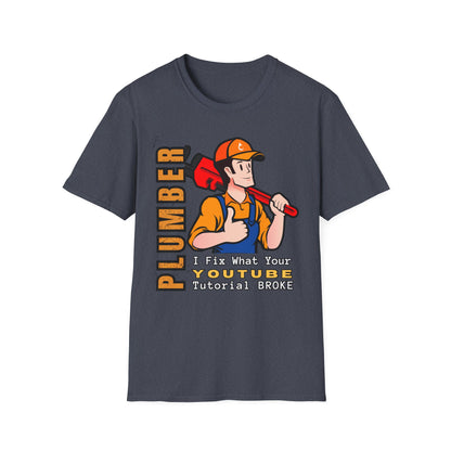Plumber Fix Things T-Shirt, Casual Gift for Dads, Funny Work Top,, Unisex Softstyle Shirt, Plumbing Gift Idea