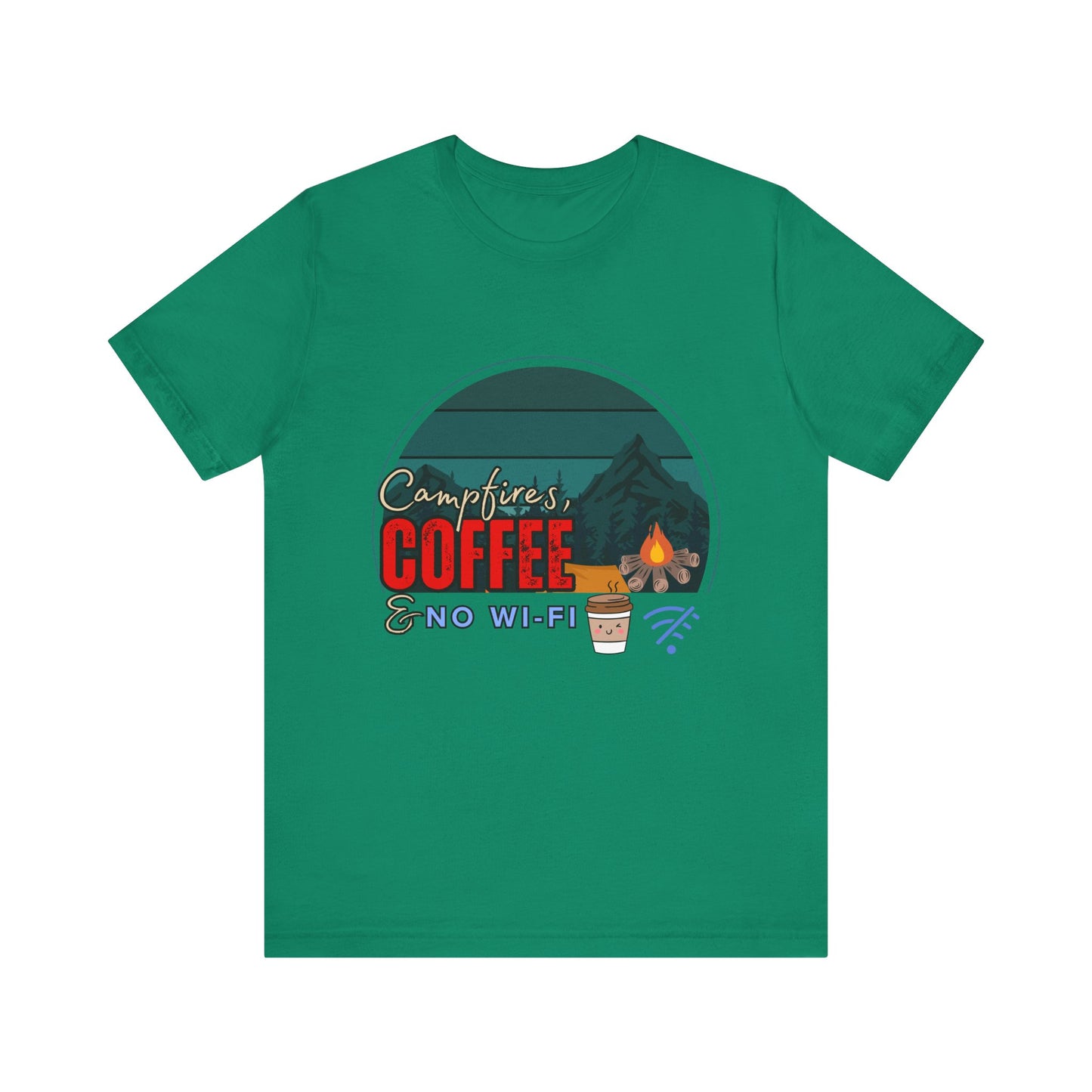 Camping Coffee Tee, Unisex Short Sleeve T-Shirt, Outdoor Adventure Shirt, Cozy Campfire Apparel, Gift for Nature Lovers