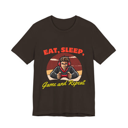 Gamer Lifestyle Tee - Eat, Sleep, Game & Repeat, Perfect for Gamers, Birthday Gift, Casual Wear, Gamer Apparel, Gaming Merchandise