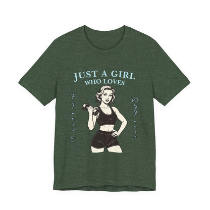 Fitness Lover's Unisex Tee - Perfect for Gym Buffs, Workout, Fitness Enthusiasts, Gift for Her, Casual Wear, Just A Girl Who Loves Fitness