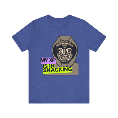 Snack Gaming Short Sleeve Tee, Funny Gamer T-Shirt, Gift for Gamers, Casual Wear, Snack Lover Tee, Unique Graphic Tee