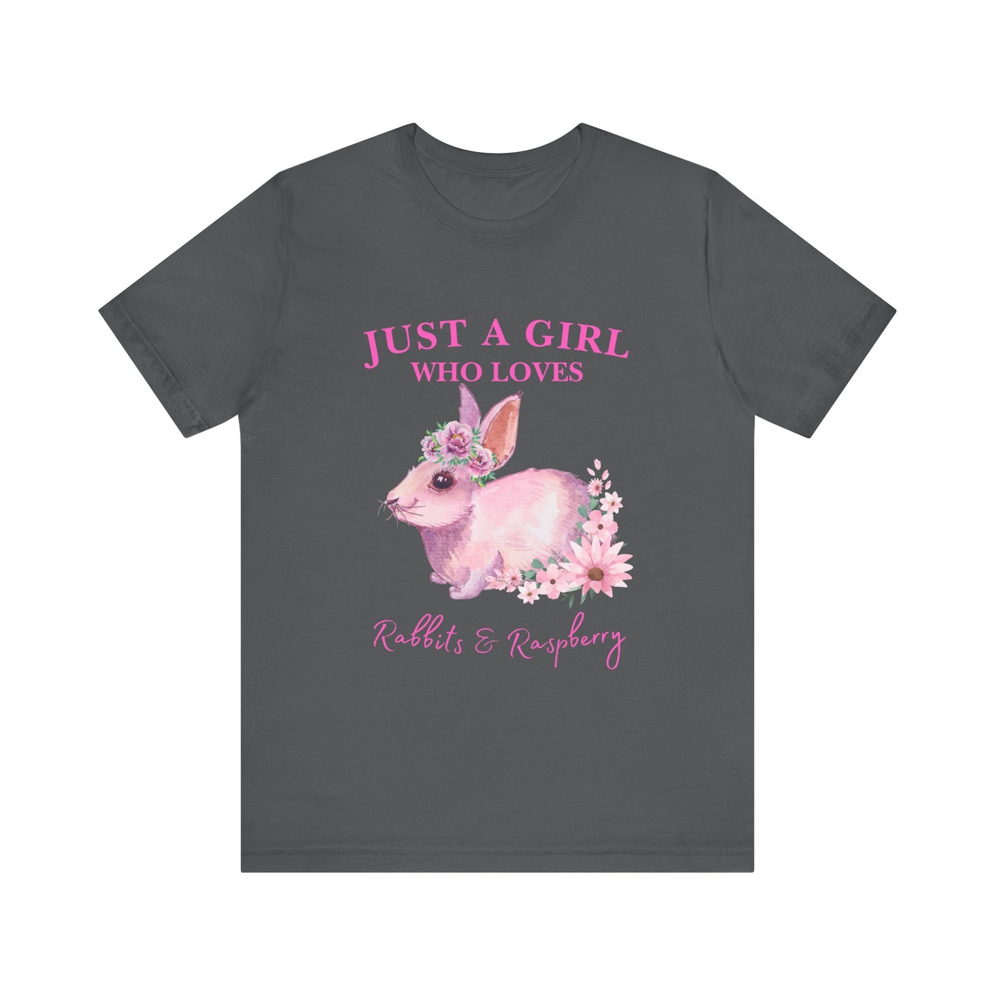 Rabbits & Raspberry Lover Tee, Cute Animal T-Shirt, Girl Who Loves Rabbit T-shirt, Gift for Bunny Lovers, Animal Lover Apparel, Floral Graphic Tee