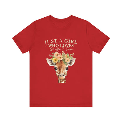 Just a Girl Who Loves Giraffes Tee, Cute Animal Lover Gift, Summer Casual Fashion, Birthday Tee, Nature Enthusiast Shirt