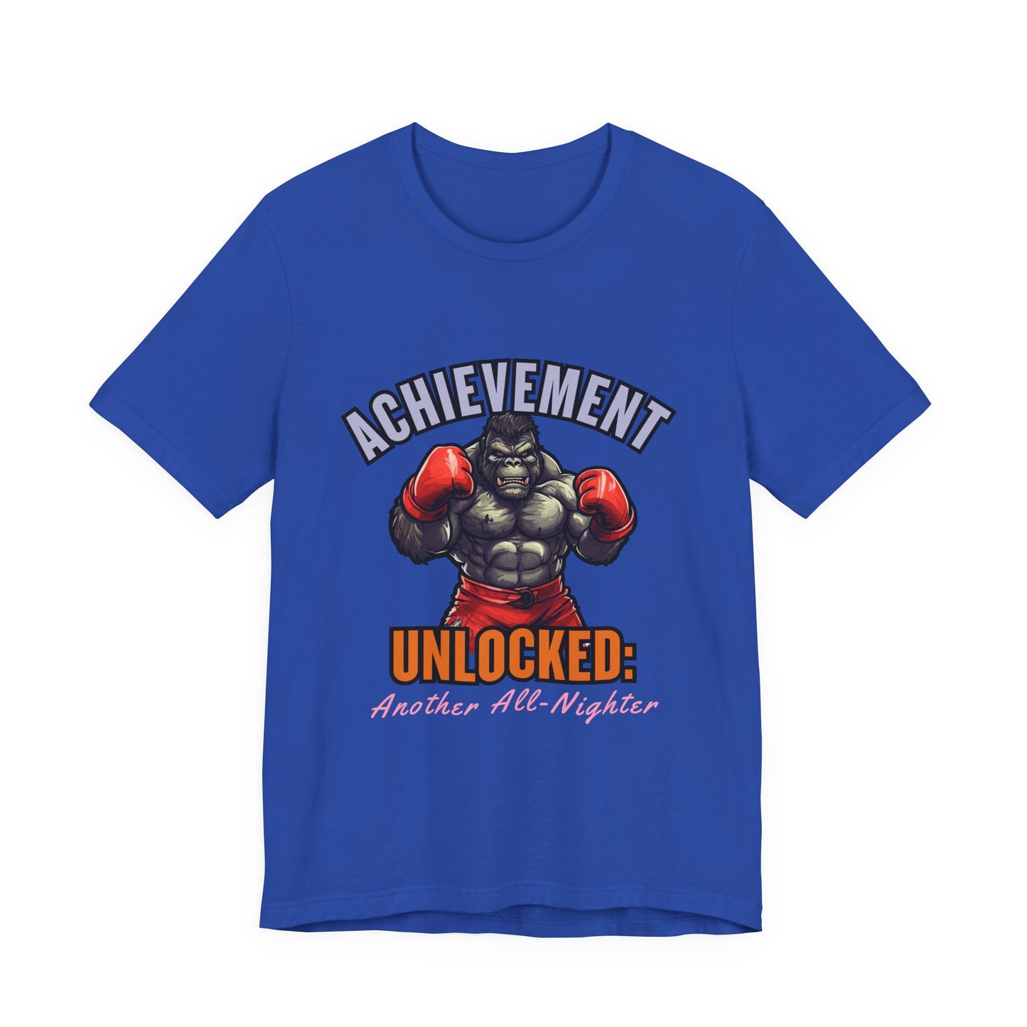Achievement Unlocked Short Sleeve Tee, Gaming Shirt, Funny Tee, Birthday Gift, Casual Wear, All-Nighter Tee
