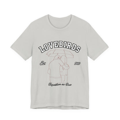 Lovebirds Unisex T-Shirt, Romantic Tee for Couples, Anniversary Gift, Valentine's Day Apparel, Gift for Her/Him, Cute Casual Wear