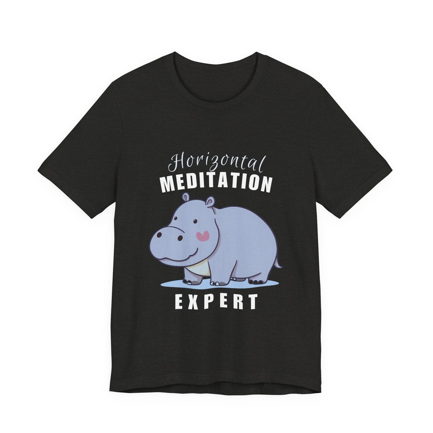 Hippo Horizontal Meditation Expert Tee - Fun Unisex Jersey Shirt for Relaxation, Gift for Yogis, Casual Wear, Mindfulness, Animal Lover