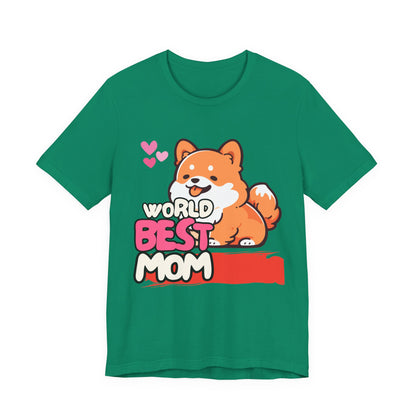 World's Best Mom Tee - Unisex Jersey Short Sleeve Shirt, Gift for Mother's Day, Cute Dog Design, Perfect for Moms, Gifts for Her