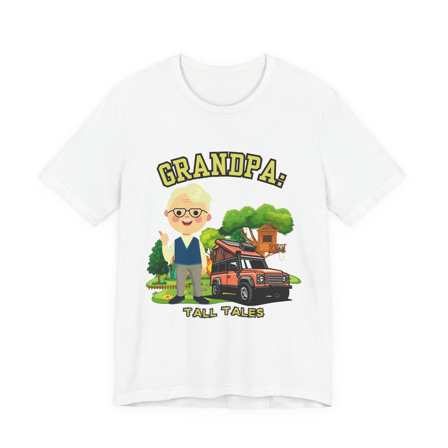 Grandpa Tall Tales Tee, Funny Grandpa Shirt, Gift for Grandpa, Family Gathering Outfit, Dad Humor T-shirt, Unisex Casual Tee