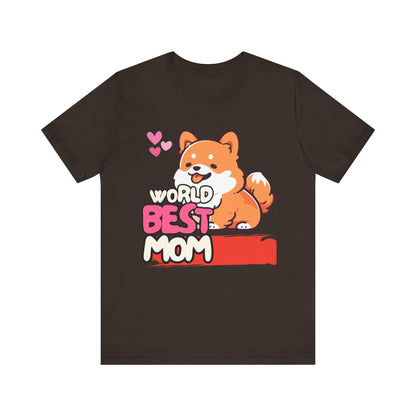World's Best Mom Tee - Unisex Jersey Short Sleeve Shirt, Gift for Mother's Day, Cute Dog Design, Perfect for Moms, Gifts for Her