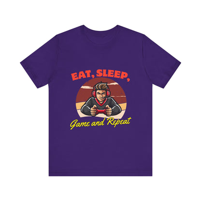 Gamer Lifestyle Tee - Eat, Sleep, Game & Repeat, Perfect for Gamers, Birthday Gift, Casual Wear, Gamer Apparel, Gaming Merchandise