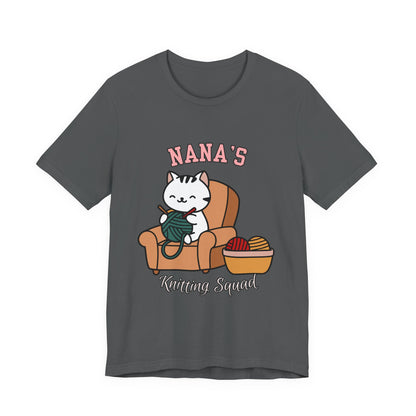 Nana's Knitting Squad Unisex Tee, Cozy Gift, Knitting Lover Shirt, Cat Lover Style, Cute Crafting Apparel, Fun Gift for Grandma