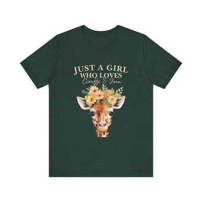 Just a Girl Who Loves Giraffes Tee, Cute Animal Lover Gift, Summer Casual Fashion, Birthday Tee, Nature Enthusiast Shirt