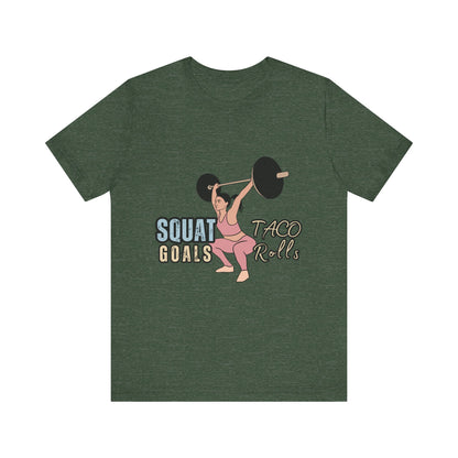 Squat Goals Unisex Jersey Tee, Funny Workout Shirt, Fitness Gift, Gym Apparel, Weightlifting Top, Motivational Tee